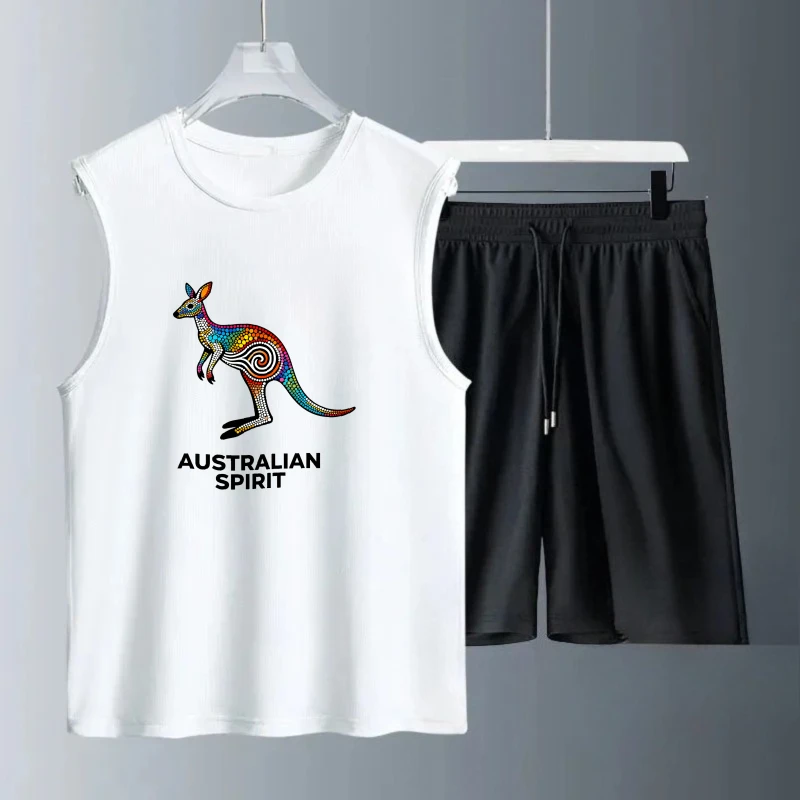 Men Tank top Set men sweatshirt set Short Sleeve+Shorts sweatshirt set Breathable Summe training suit set men Polyester Fashion