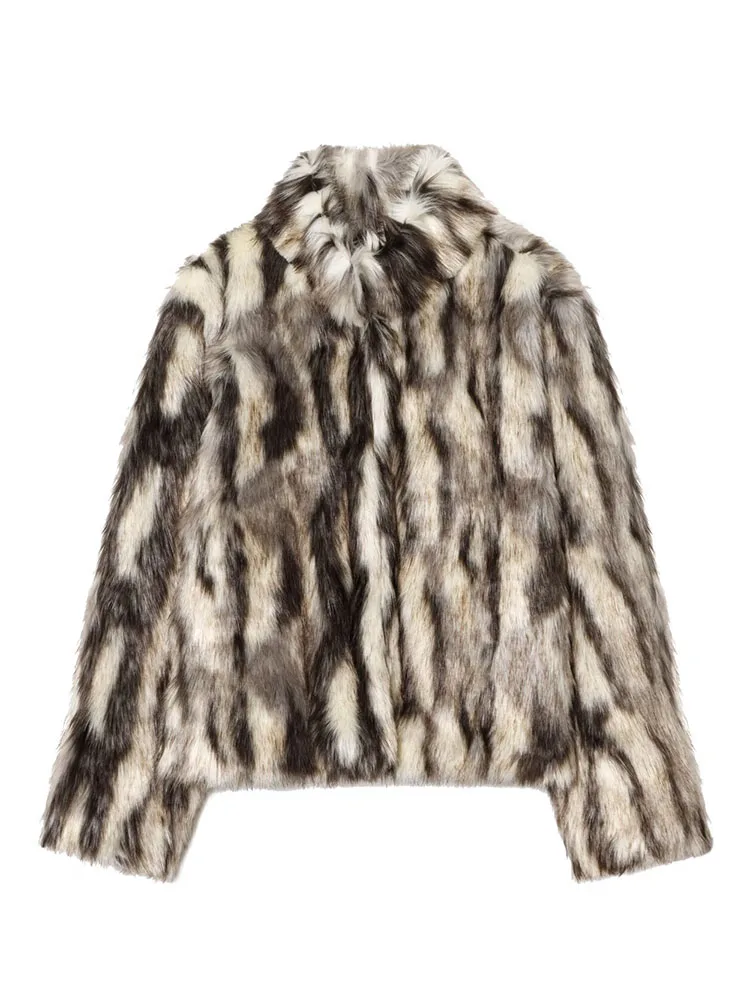 HH Woman Winter Elegant Long Sleeves Button Warm Short Jacket Women New Fashion Multicolor Faux Fur Effect Casual Coat Mujer