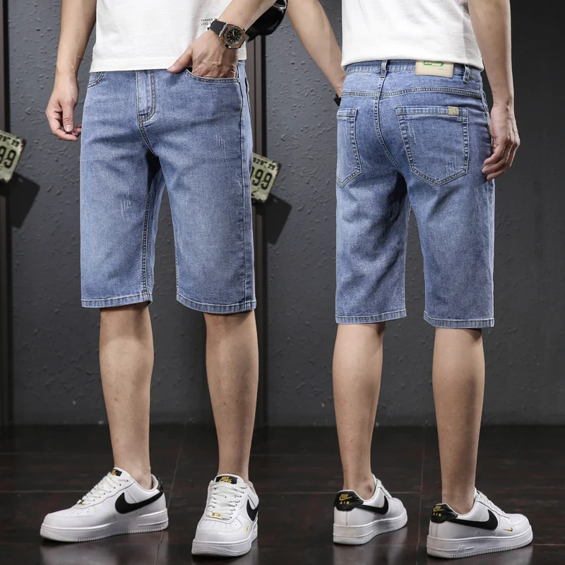Straight Men's Summer Denim Shorts New Cotton Stretch Work Casual Shorts Korean Business Classic Short Jeans Brand Clothing