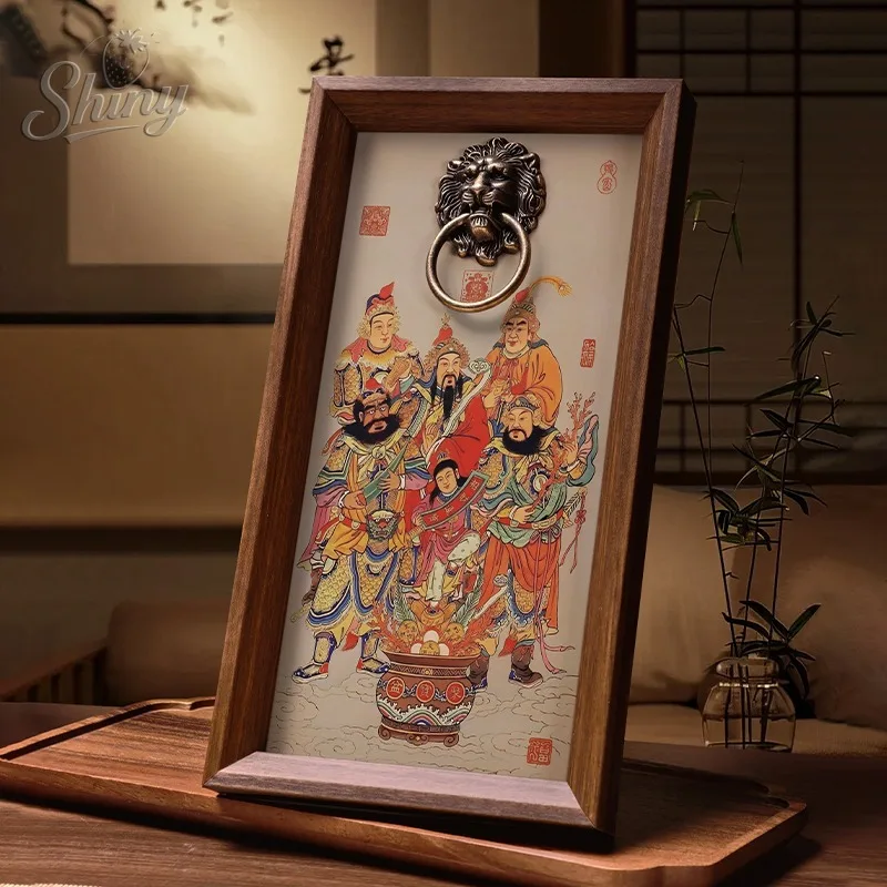 Five Gods of Wealth Picture Frame Ornament Living Room Entrance Hall Eight Directions Wealth Gathering Decorative Painting Gift
