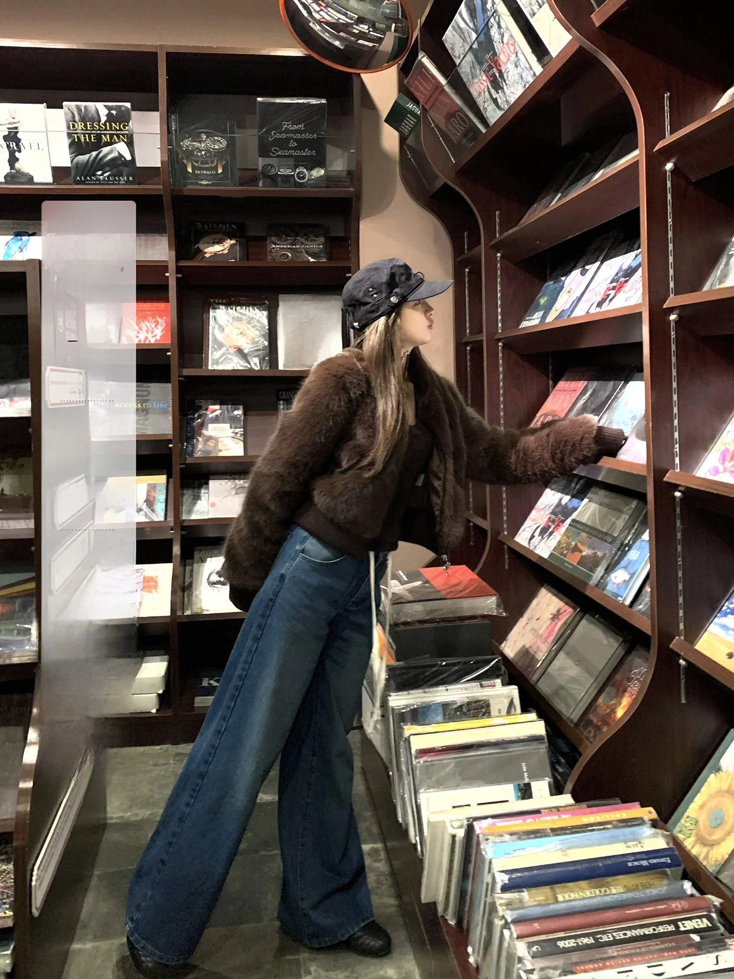 2toyoung Sand Feeling Waed l Looking Wide Leg Dstring Denim Jeans Women Winter Straight Cut Trousers Casual High W...