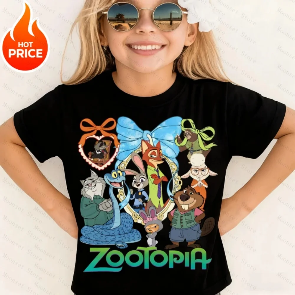 Crazy Town 2_ Nick Judy Disney Boys and Girls New Summer T-Shirt Casual Children's Pure Cotton Short-Sleeved Women's Shirts