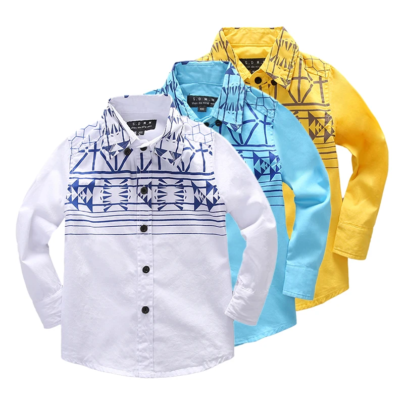 Boys Shirt Autumn Birthday Party Formal Attire Baby Girls Long Sleeve shirts tops embroidery Pattern Clothing Kid school uniform