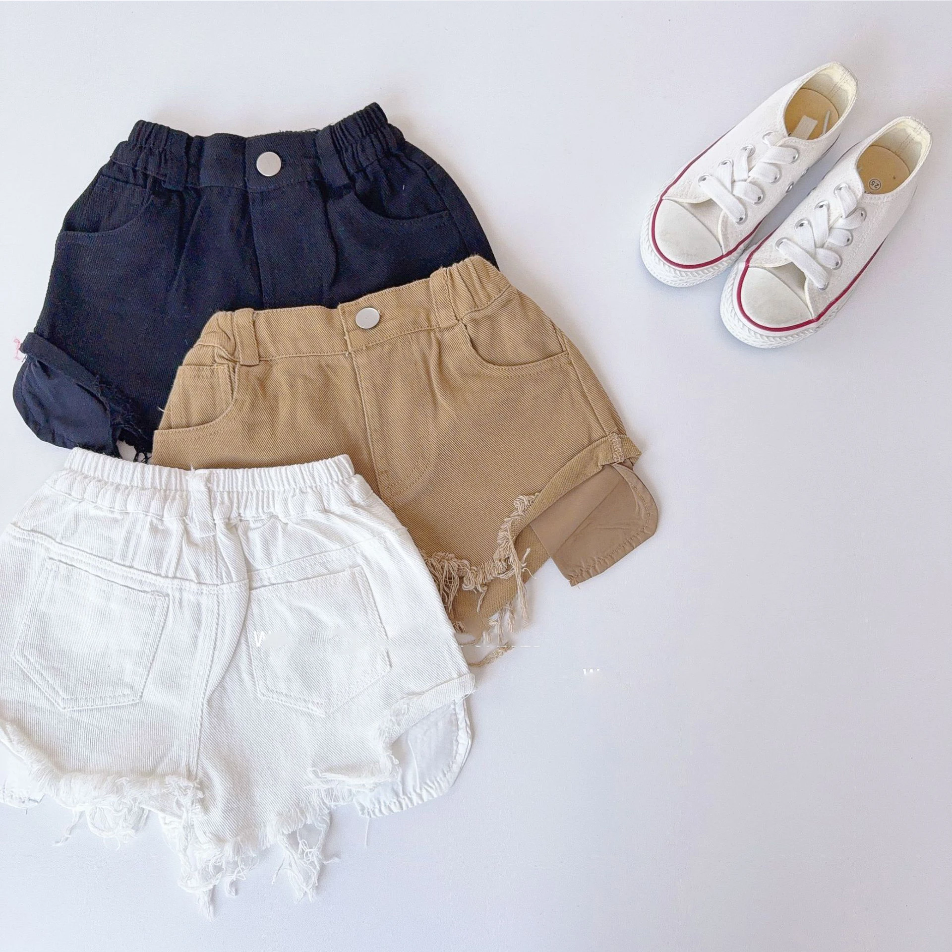 2025 Summer New Children Denim Shorts Solid Girls Hot Pants Baby Jeans Shorts Boys Loose Versatile Casual Shorts Kids Clothes