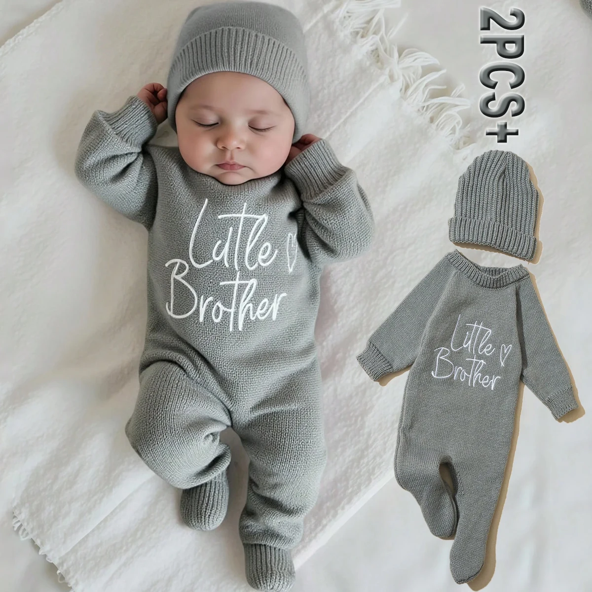 Ylsteed "Hello" Embroidery Newborn Photography Props Infant Romper Jumpsuit With Bow Hat Baby Coming Home Outfit Baby Photo-HD