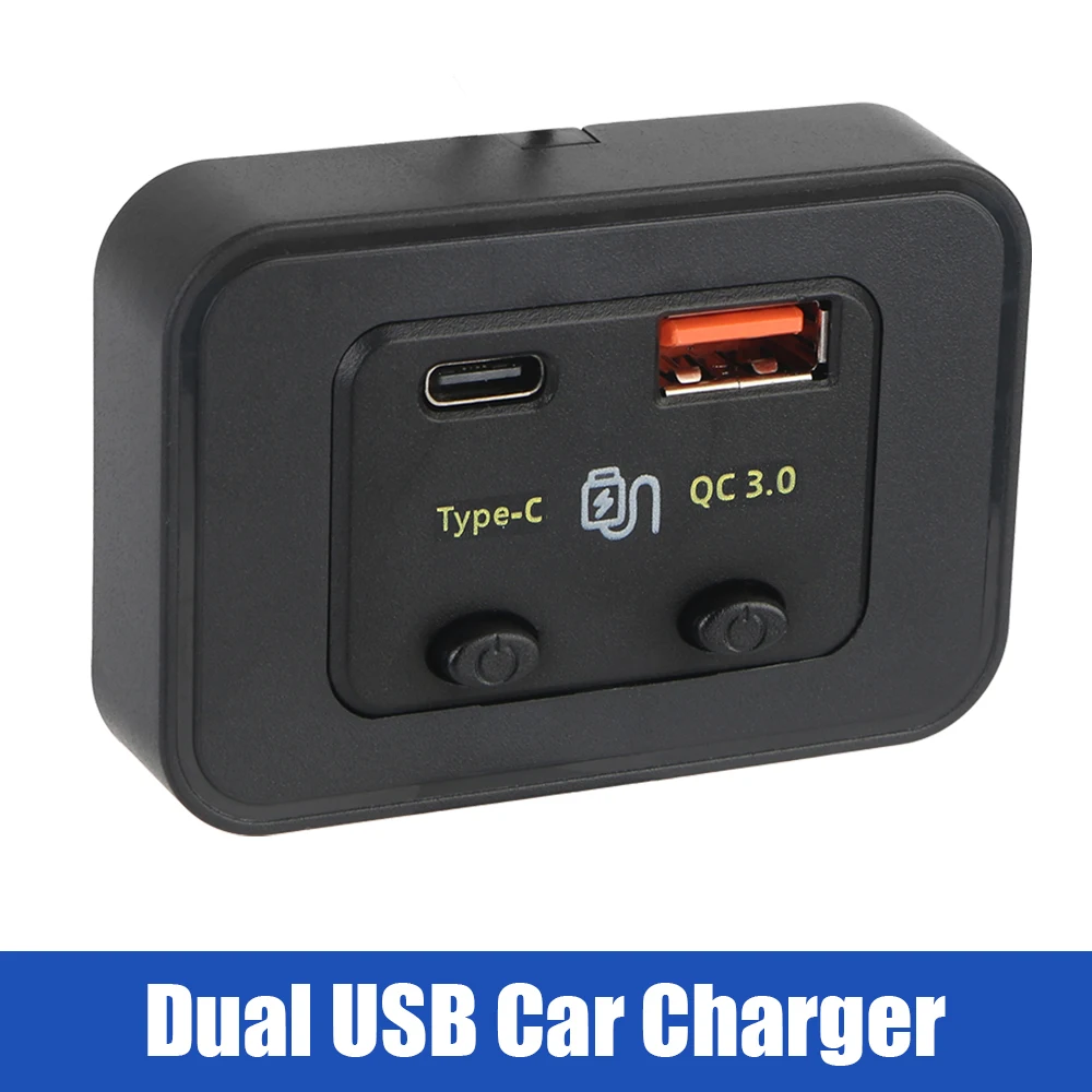 Auto Adapter for Car RV RV Home Camper Caravans LED Light 12V/24V Car Fast Charger Type C + QC3.0 USB A Port Phone Charger