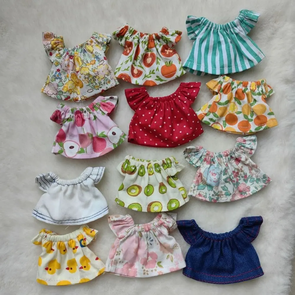 High Quality Fashion Doll Jeans Dresses Multistyles Casual Wears Dot Printed Dresses Kids Toys for 10cm Cotton Dolls