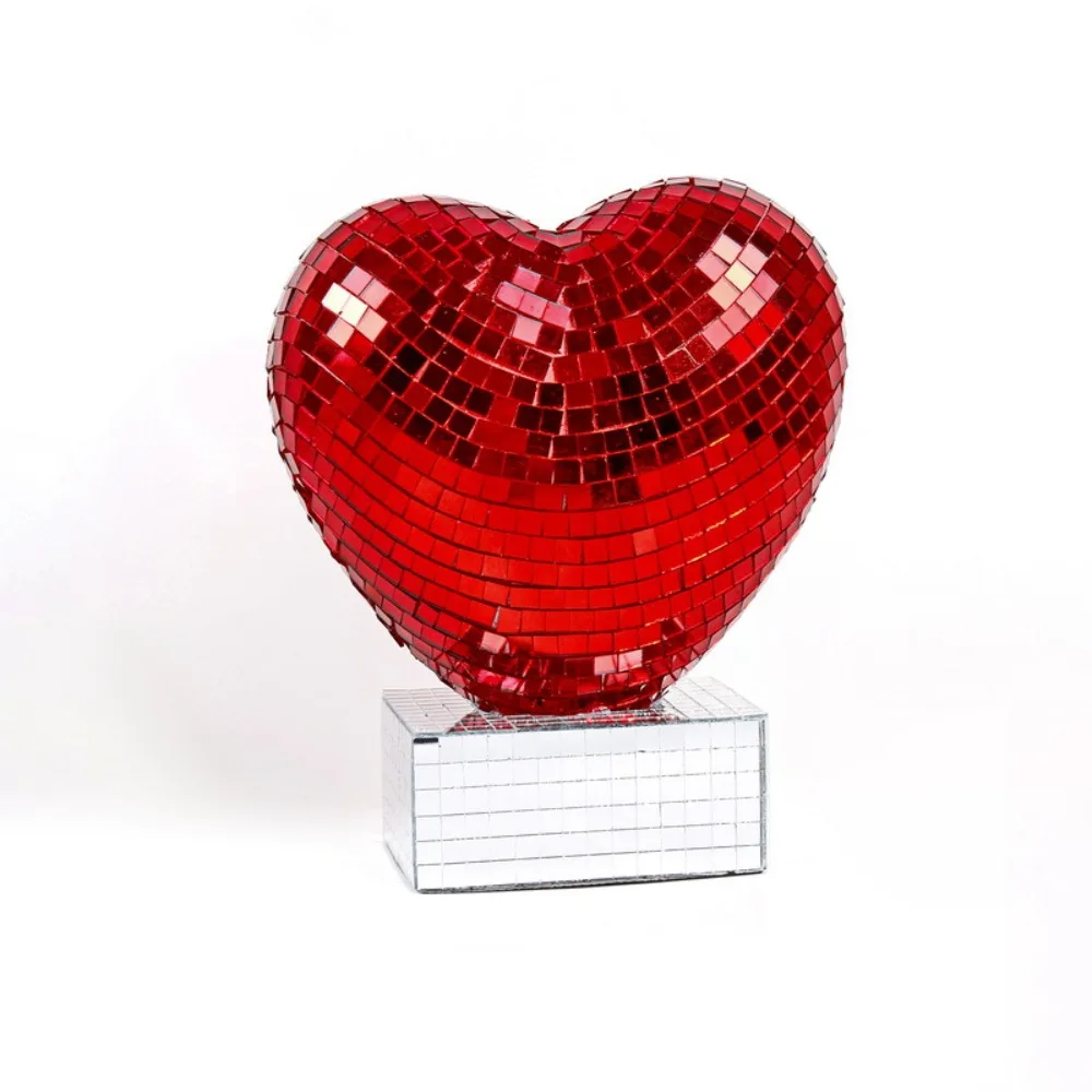 Reflective Heart Shape Disco Ball Decoration Romantic Shining Mirror Surface Ornament Red/Pink Color Widely Use