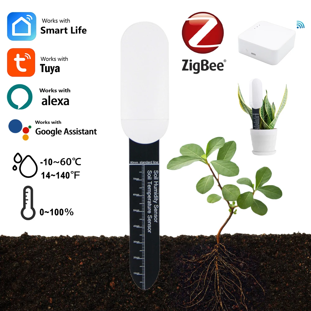 Tuya Zigbee 3.0 Soil Tester Humidity Temperature Moisture Sensor Smart Life APP Monitor Garden Automation Irrigation Detection