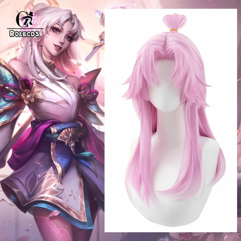 CosplayROLECOS Synthetic Hair Game Prestige Spirit Blossom Lux Cosplay Wigs Lux Halloween 50cm Women Long Pink Wig Synthetic Ha