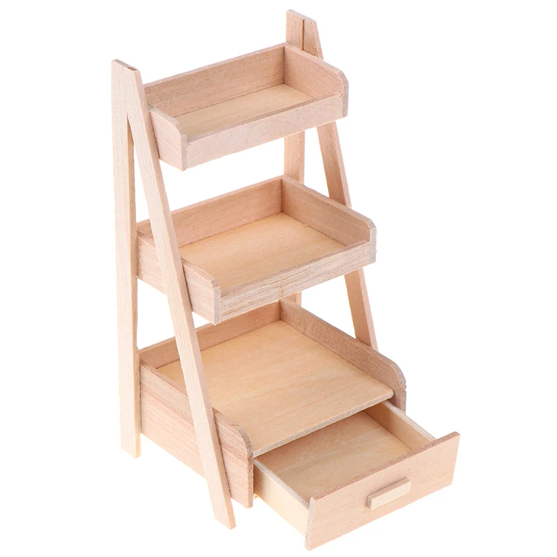 1Pcs Dollhouse Miniature Plant Wooden Shelf Flower Stand Simulation Furniture Fairy Garden Tool Storage Rack Decoration Accessor