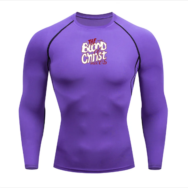 Women's Quick Dry Long Sleeve T-Shirt, Breathable Moisture Wicking Fitness Top, Stylish Printed Design with 'THE BLOOD OF CHR