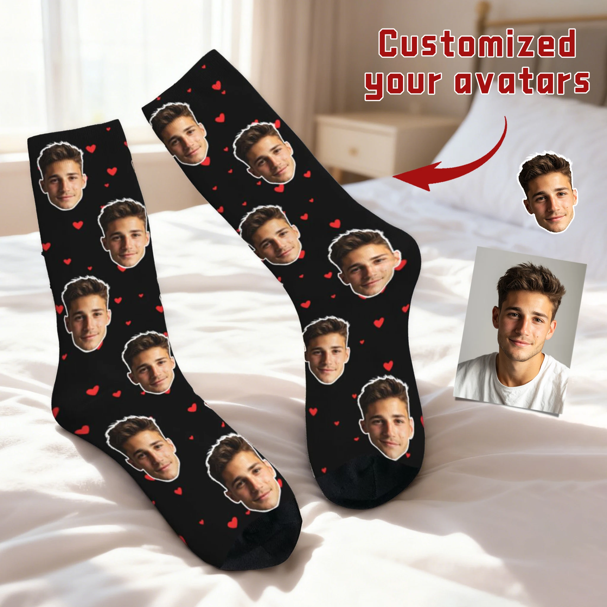 Customized face-shaped socks Unisex customized socks Personalized picture socks Photo socks Customized socks as gifts