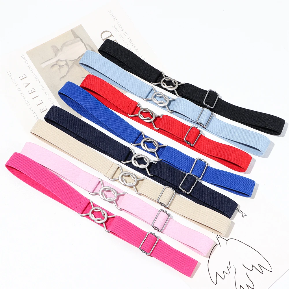 Adjustable Children Elastic Waist Belt Elastic Waist Belt Kids Candy Color Wide Belts For Jeans