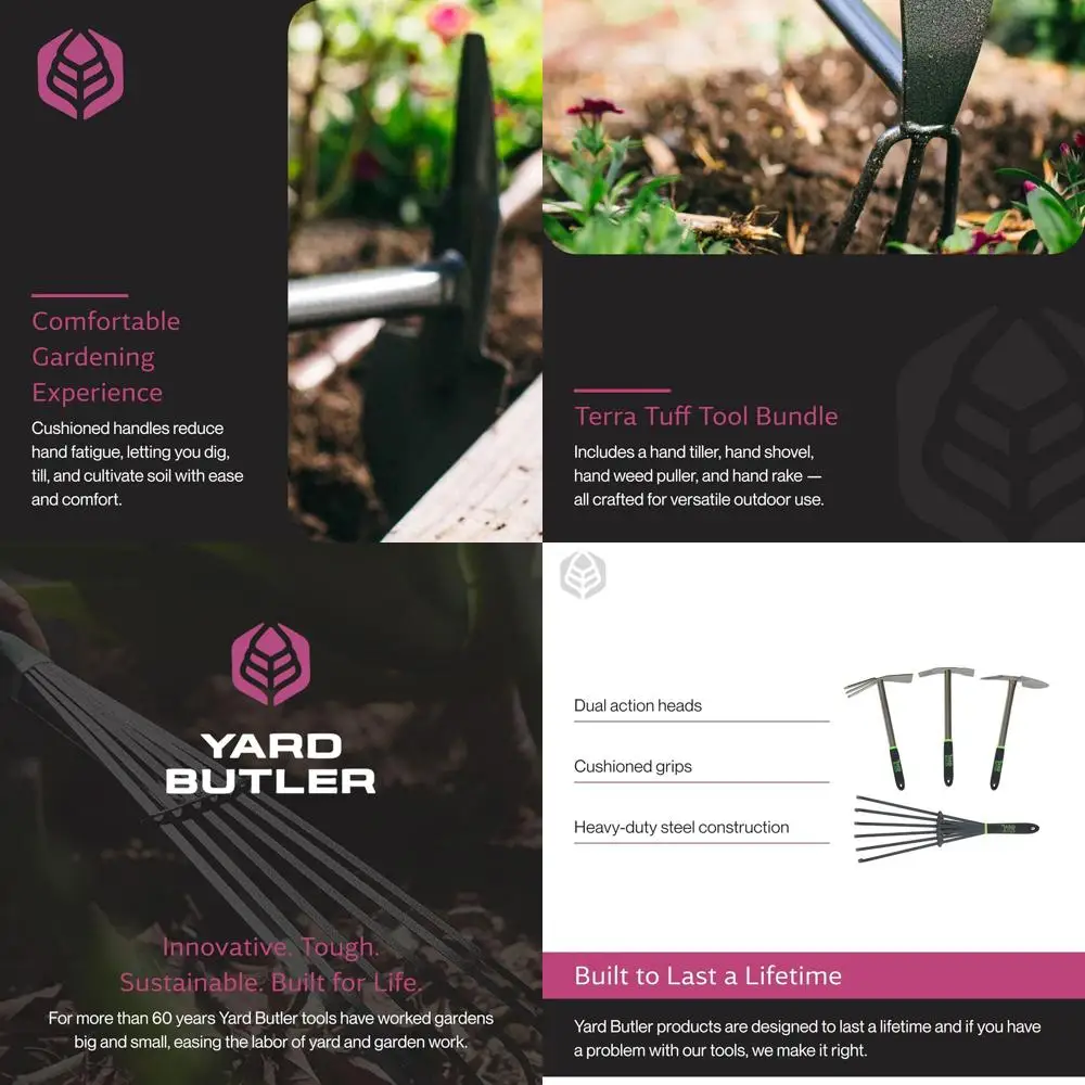 Hand Tool Set for Gardening and Yardwork - Durable Power-Coated, Comfort Grip, Rust-Resistant