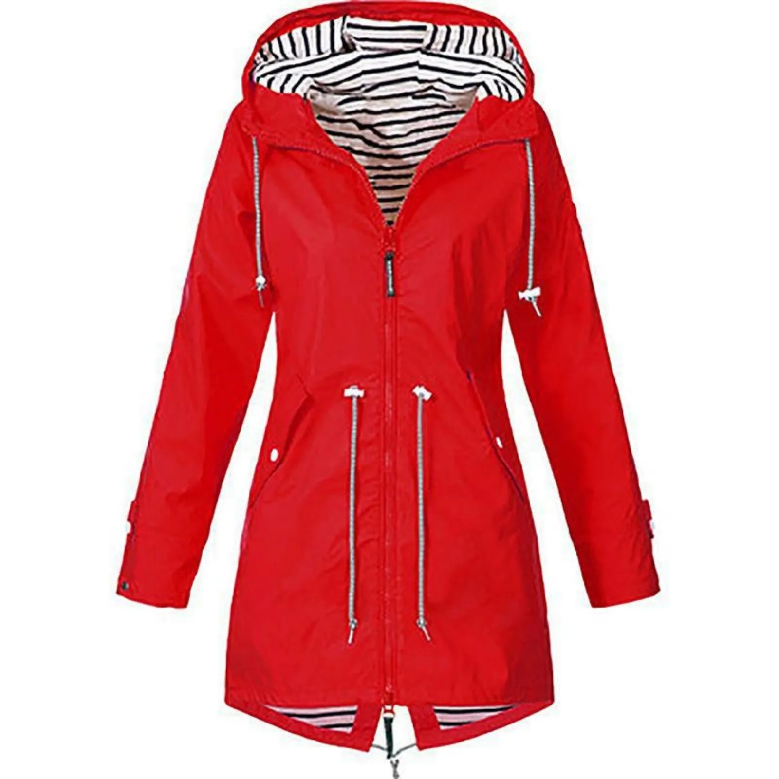 2025 New Long-sleeved Raincoat Zipper Women's Jacket Outdoor Hooded Mountaineering Jacket Waterproof and Windproof Coats
