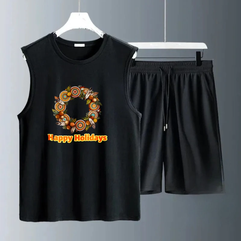 Men's Tank top Sets Summe new men's sets Short Sleeve+ Shorts Polyester Suit for man Fashion football Breathable