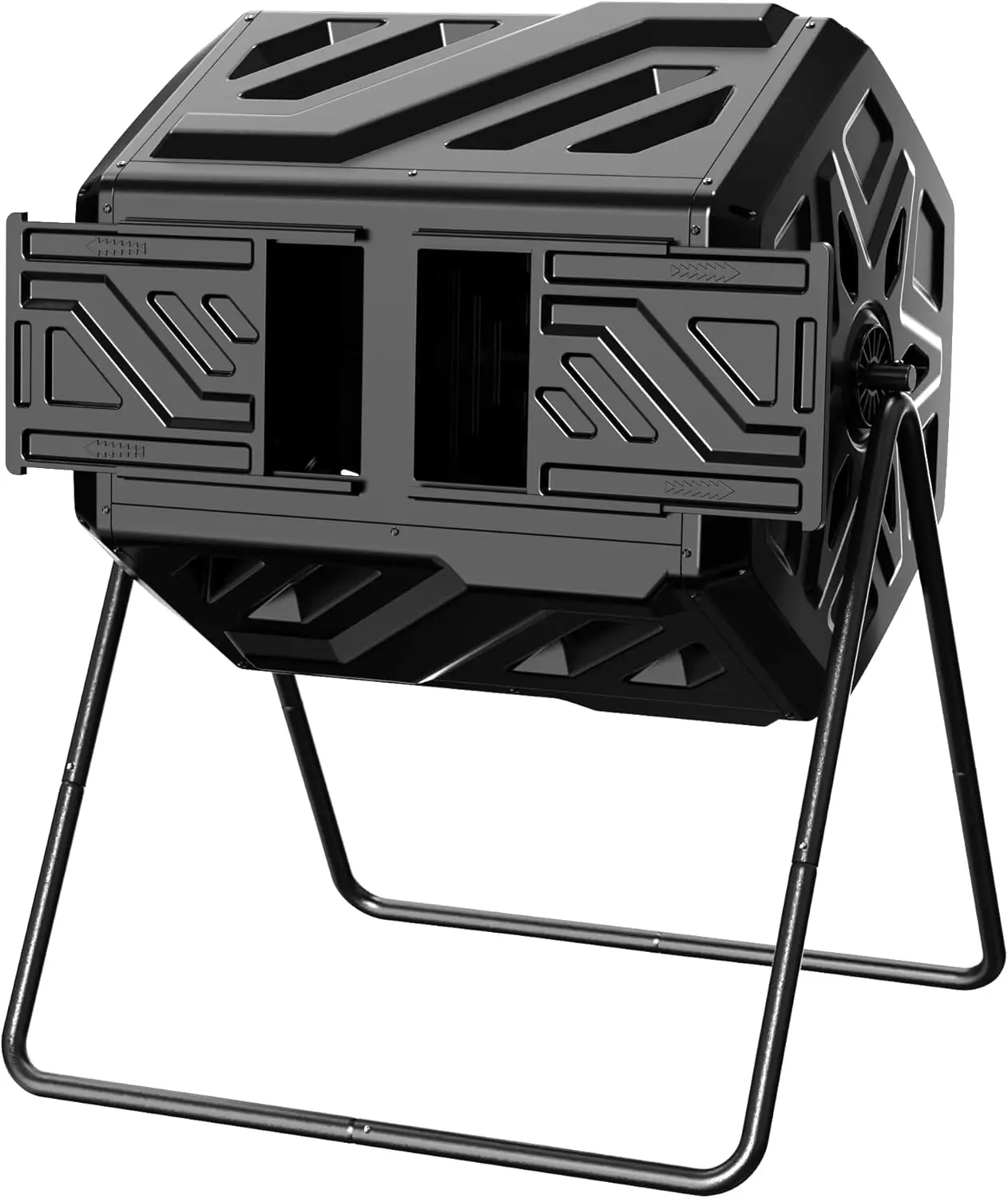 43 Gallon Dual Chamber Compost Tumbler with Gloves, Fast Assembly for Garden and Kitchen Waste, Black