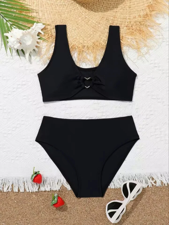 Sporty Bikinis 2026 Girls Swimsuit Kids Swimwear Black Children's Bathers Bathing Swimming Swim Suit Beachwear