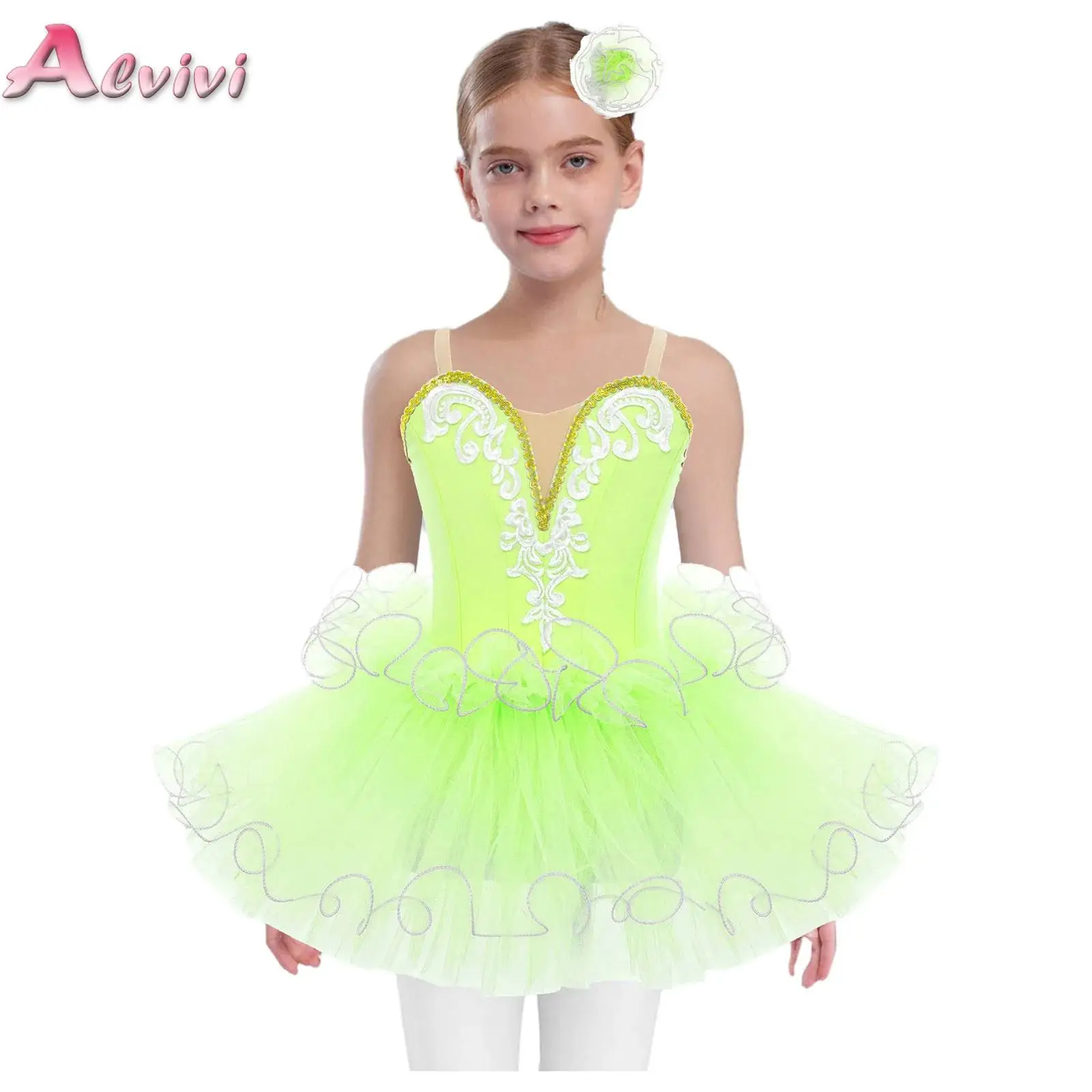 Girls Ballet Dress Gymnastic Leotards Lace Skirt Leotards Embroidery Party Dresses Kids Toddler Gymnastic Dress For Dancing