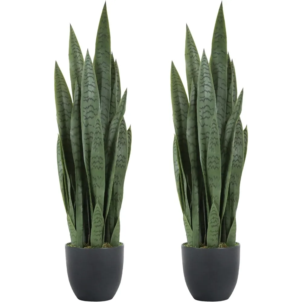 3-Foot Artificial Snake Plant with 28 Thick, Lifelike Silk Leaves for Indoor or Outdoor Home Decor