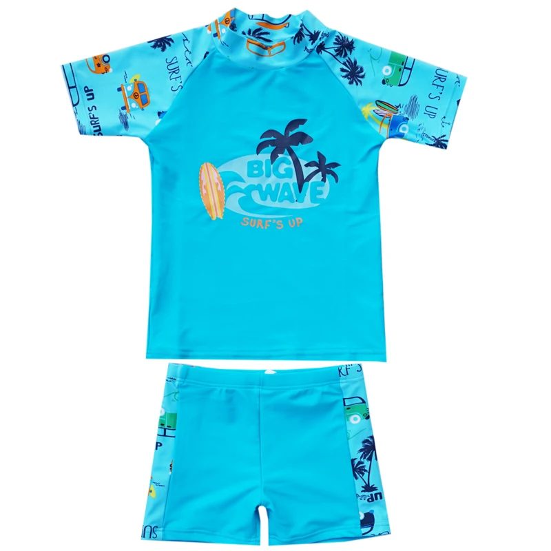 Boys Short Sleeve UV UPF50+ Quick Drying Children Two-Piece Suits Teenager Swimwear Kids Bathing Suit Beach Wear 3-12 Years
