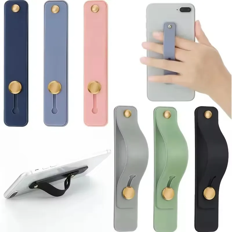 Wrist Band Hand Band Finger Grip Mobile Phone Holder Stand Push Pull Universal Plain Color Phone Socket Holder for iPhone Xiaomi