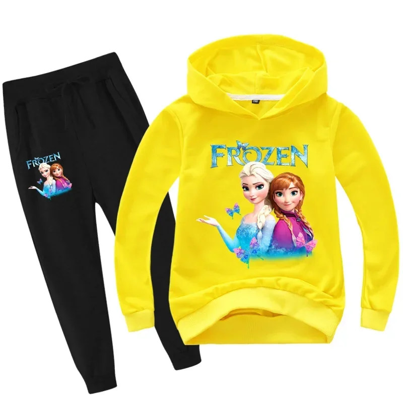 Spring Autumn Cartoon Frozen Anna Elsa Kids Children Baby Girls Clothes Set T Shirt Hoodies Jeans Sweatshirt Pants Sport Suit