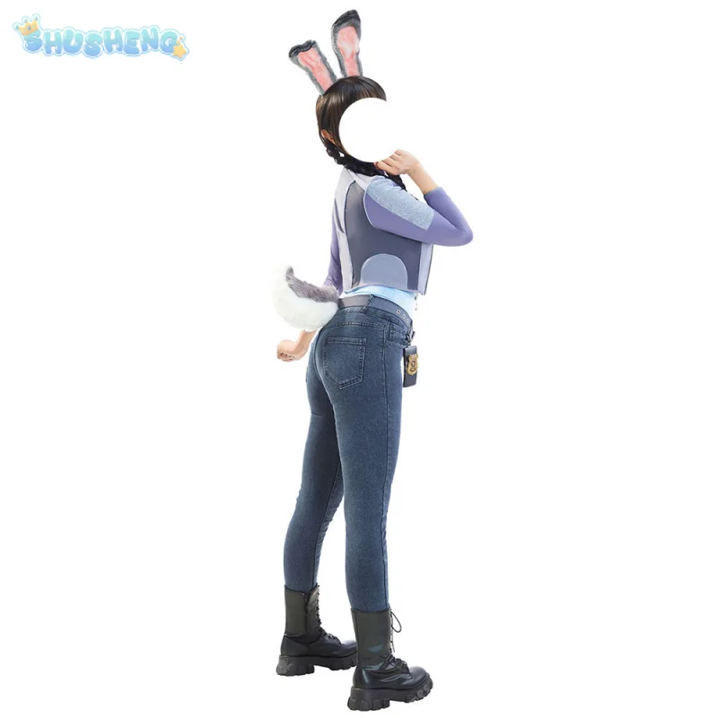 Judy Hopps Officer Bunny Cosplay Costume Anime Ear tail jacket T-shirt prop Halloween Christmas girl sweet uniform woman suit