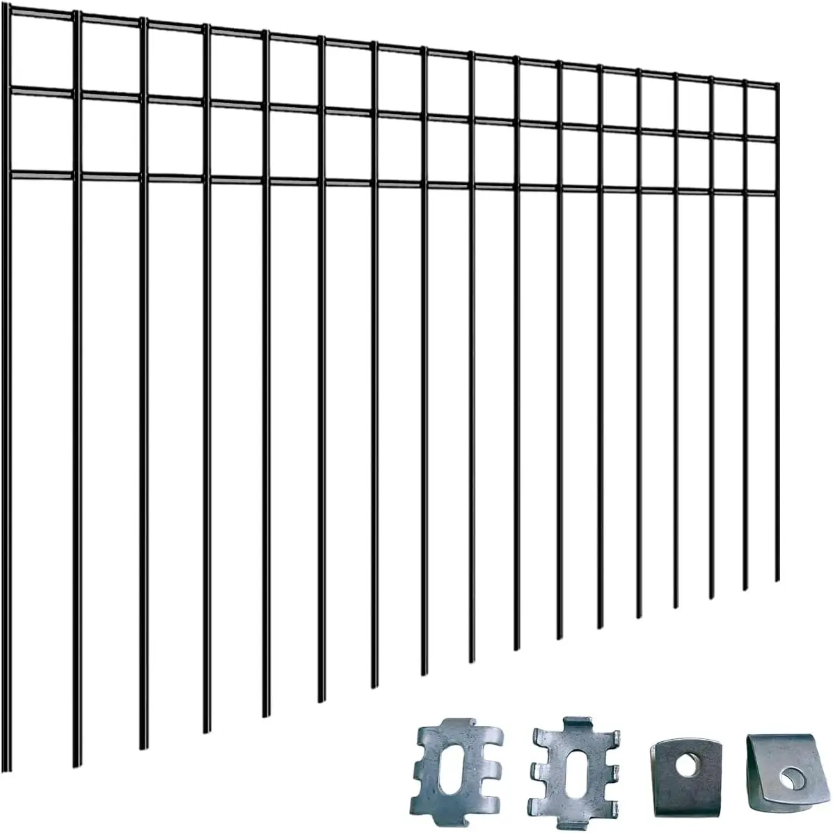 24x15-inch No Dig Animal Barrier Fence, 20 Pack Black with 1.5-Inch Spikes for Dog/Rabbit/Groundhog Outdoor Garden Defense