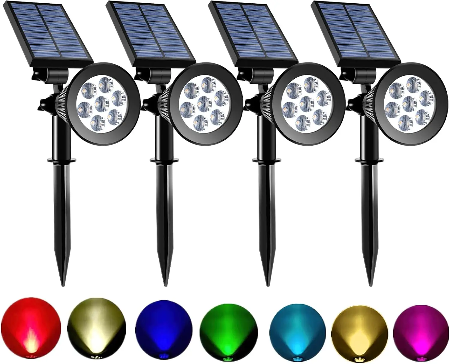 8 Mode Solar Spot Lights Outdoor, Color Changing Waterproof Landscape Lighting for Garden Patio Yard, 4 Pack