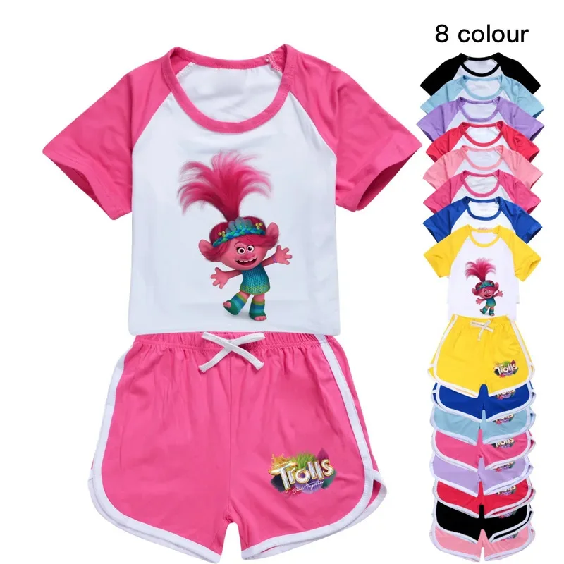 2026 New Kids Clothes Poppy Summer Baby Boys Girls Casual T-shirt +Short Pants Sport Outfits Children Trolls 2 Paja ★☆❤★☆