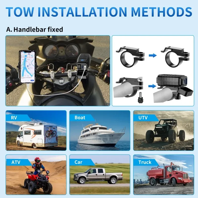 Mini Car Charger with Voltage Display, Digital Voltmeter USB Fast Charger Adapter for 12V/24V Car Motorcycle