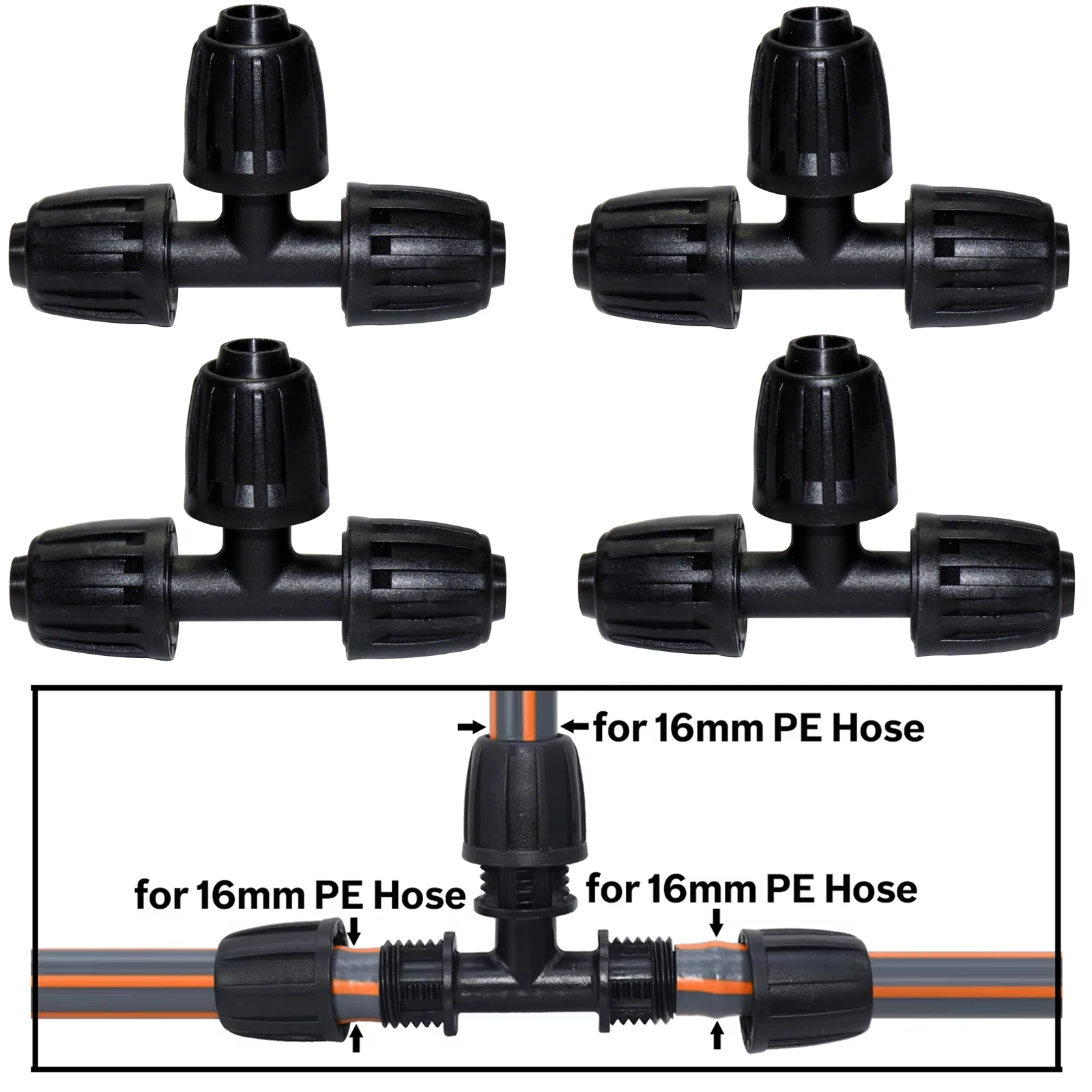 20 Pcs Garden irrigation hose three-way connector 16mm PE Hose to 8/11mm Hose Drip irrigation fittings irrigation three-way pipe