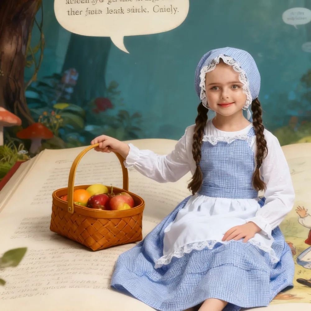 Pastoral Farm Flower Shop Girl Dress Children's Halloween Drama Stage Performance Costumes