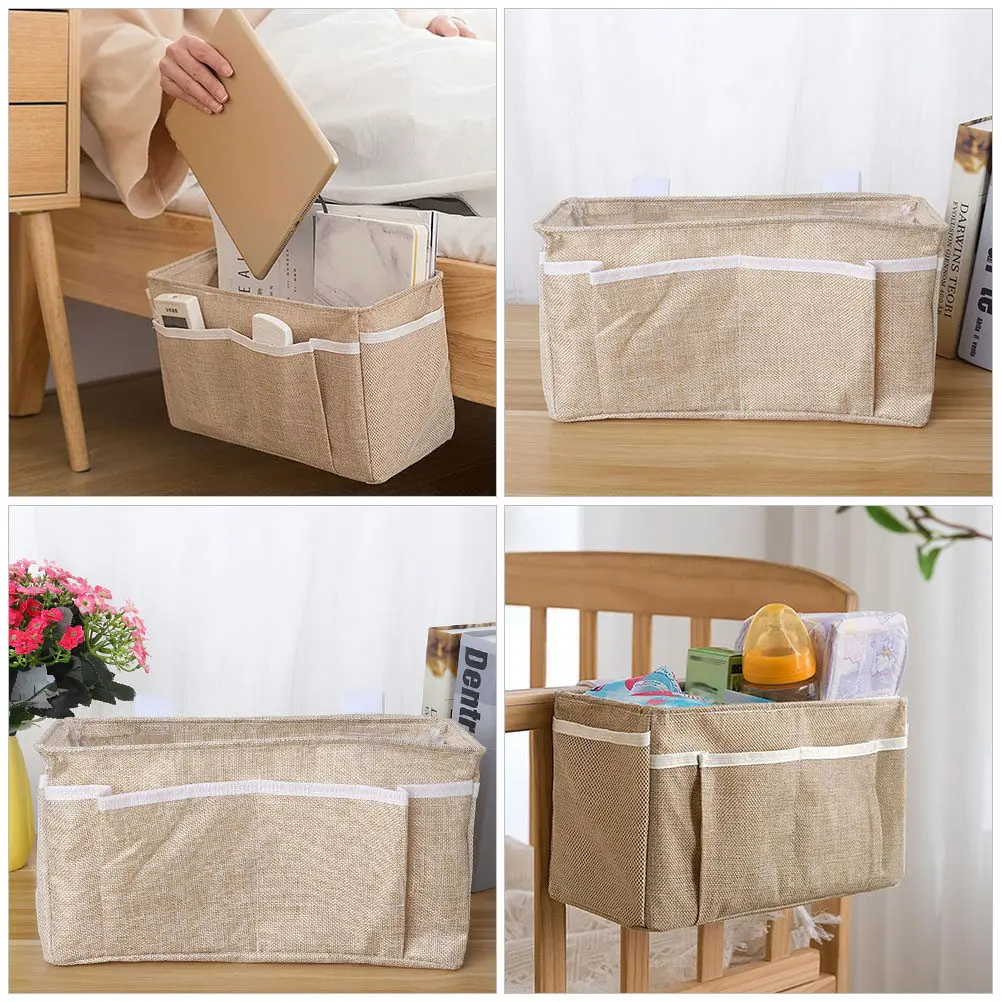 Bedside Hanging Organizer Storage Bag With Multiple Pockets Large Grid For Phone Books Cups Chargers Dorm Bedroom Bathroom