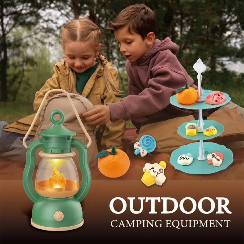 Kids Camping Set Campfire Pretend Play Toddler Toys for Boys with lighting sound with Camping Toys for Kids Indoor Outdoor Gifts
