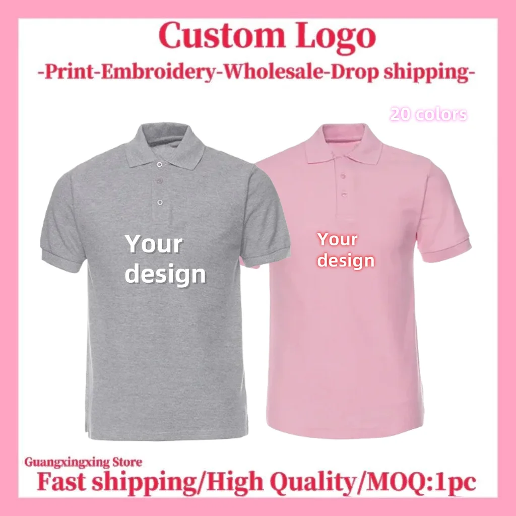 100% cotton polo shirt custom logo T-shirt pullover sweater casual wear embroidered printed casual wear for men and women