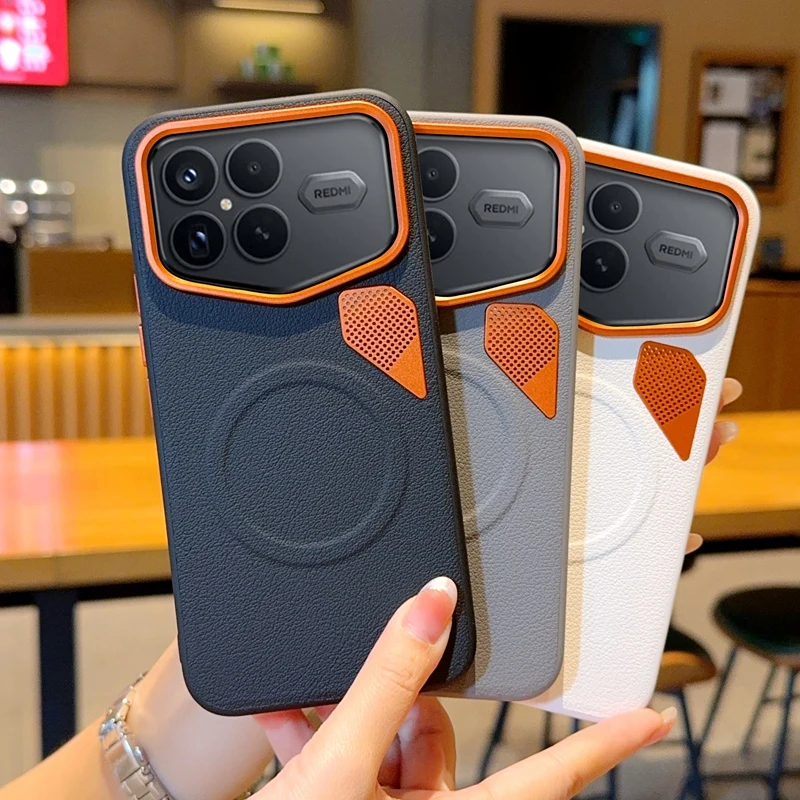 Magnetic Case For Redmi K90 Pro Max K90Pro K80 K80Pro Wireless Charger With Heat Dissipation Luxury PU Leather Phone Cover Funda