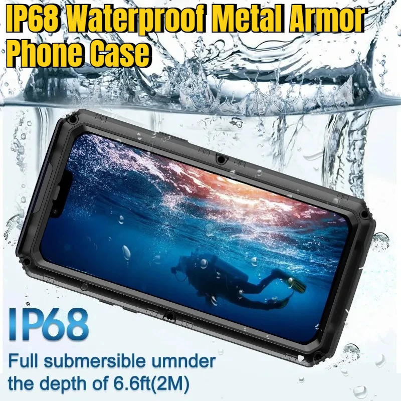For iPhone 16 Pro Max Plus Aluminum Alloy&Silicone Shockproof Cover New high-quality IP68 Waterproof Metal Armor Phone Case