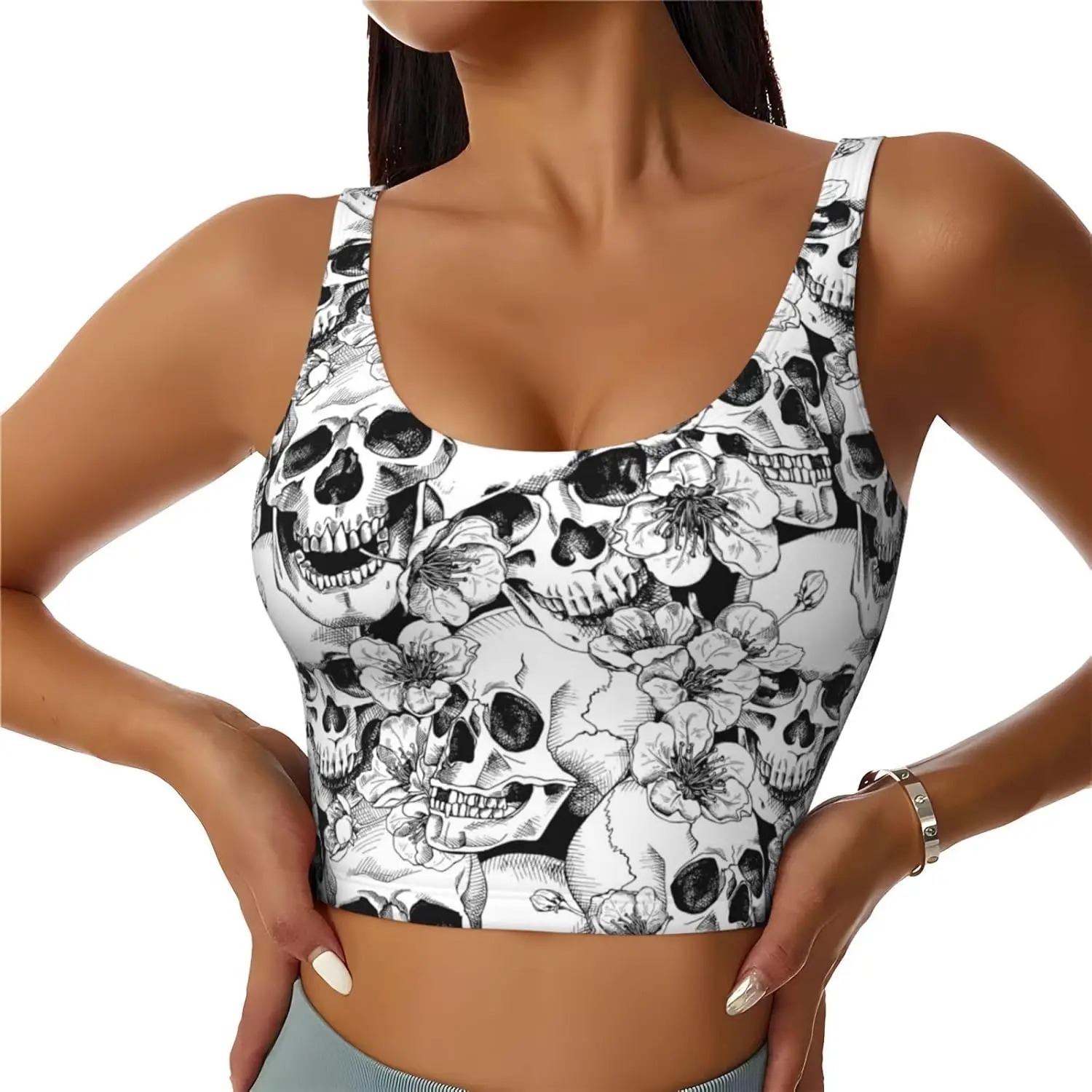 Womens Girls Sports Bra Workout Crop Tank Tops Padded Yoga Bra Casual Tops