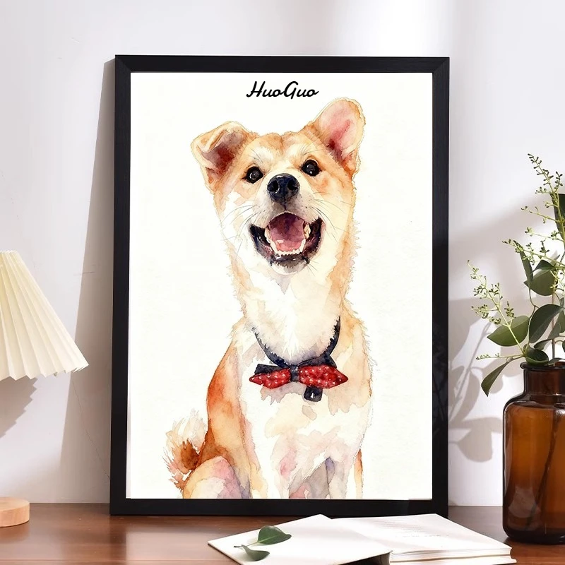 Watercolor Custom Pet Portrait Personalized Poster Custom Pet Memorial Art Gift Print Wall Picture Living Room Decor