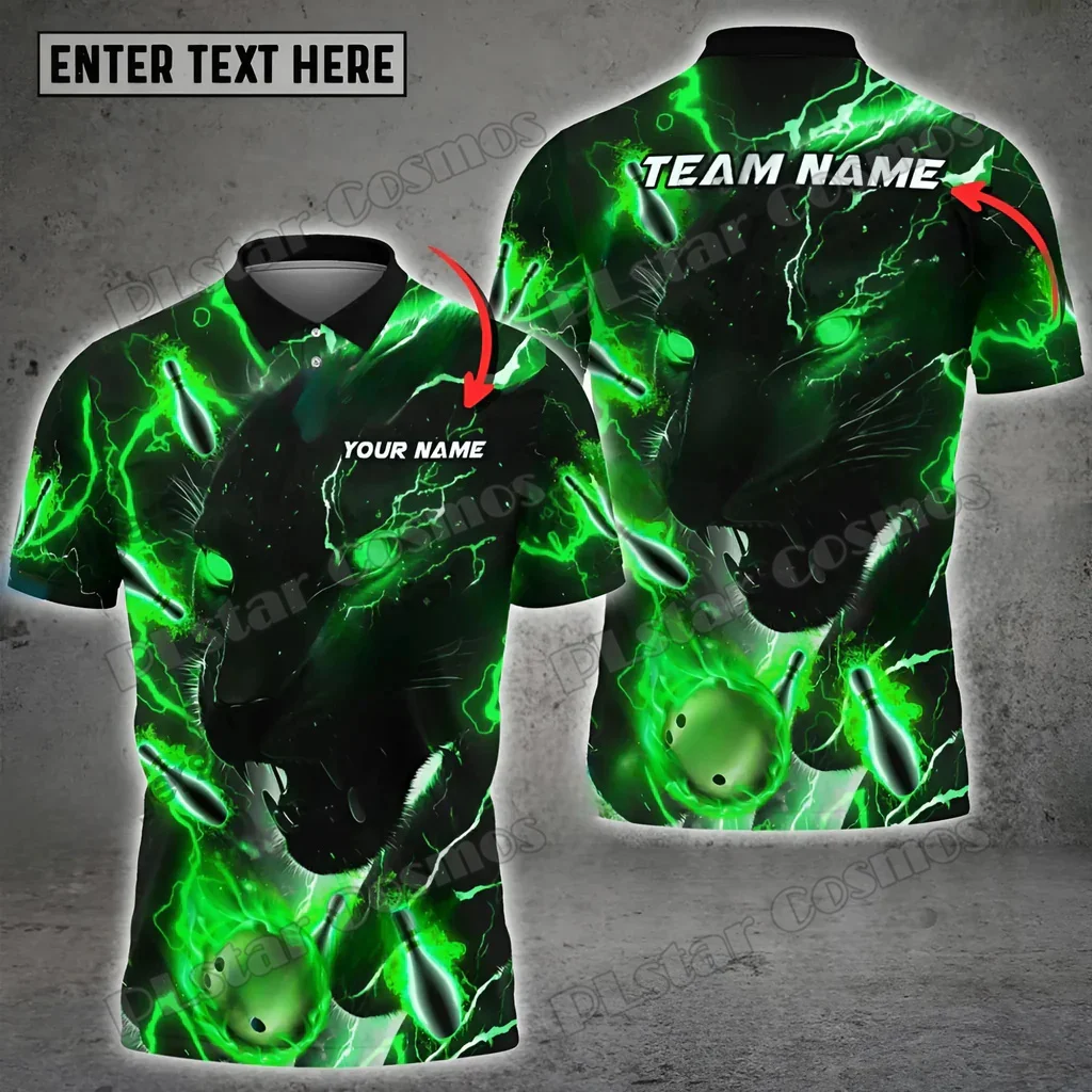 Bowling & Pins Black Panther Premium Customized Name 3D Printed Fashion Men's Polo Shirt Summer Unisex Casual Shirt POL234