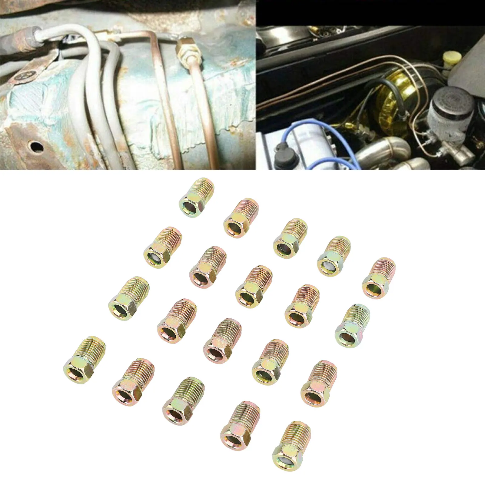 Brake Line Fittings Assortment M10x1.0 Brake Line Invert Fittings High Durability for 3/16 Inch Brake Line Tube