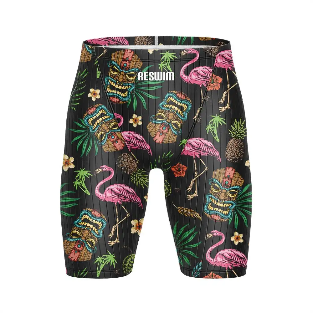 New Men's Swim Jammer Swimsuit Shorts Swimming Trunks Beach Tights Short Surfing Pants Athletic Training Swimwear Swimming Suit