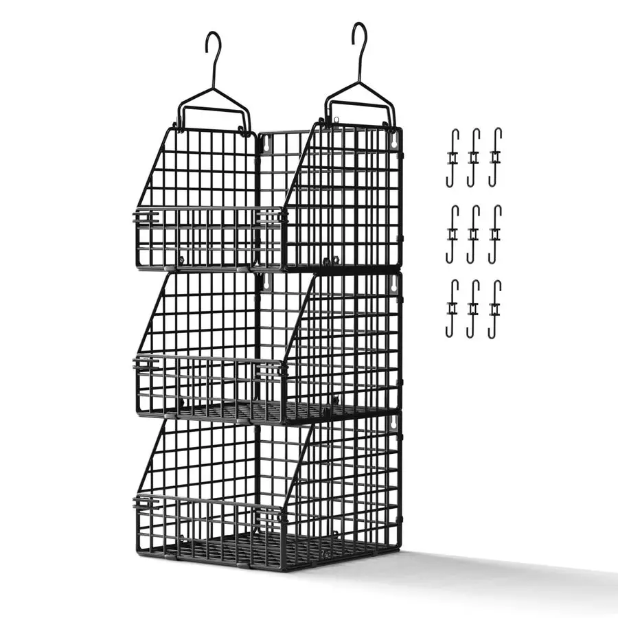 Larger amp Deeper Hanging Storage Basket, Closet Organizers and Storage, Hanging Shelves Wire Baskets for Clothing Sweaters Purs
