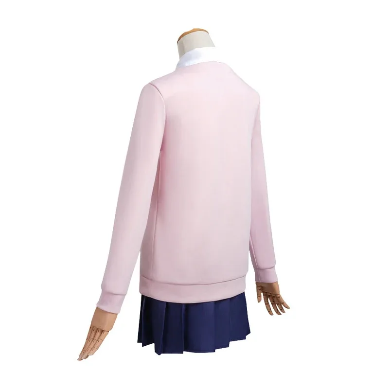 CyAnime Dandadan Momo Ayase Cosplay Costume Wig Pink Sweater Skirt Momo Ayase Uniform Halloween Costumes for Girls Women Adult