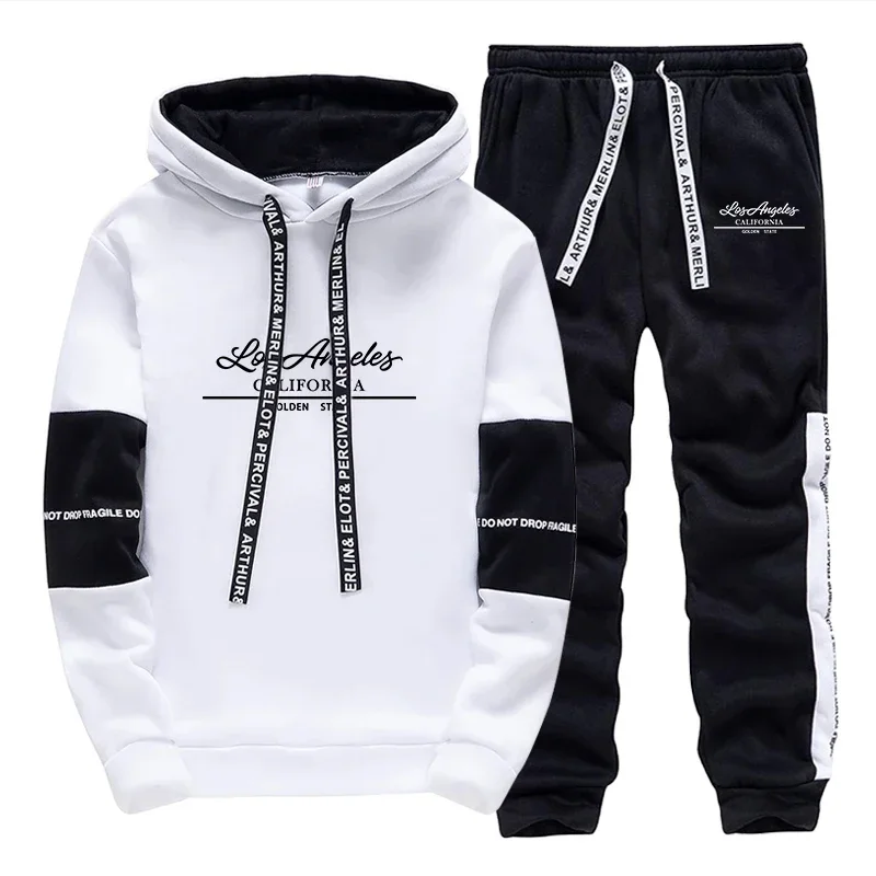 Men's Casual Hooded Tracksuit comfortable Spring Hot Sale quality Print Single Sweatshirt & Sweatpants Outdoor Sports Daily Wear