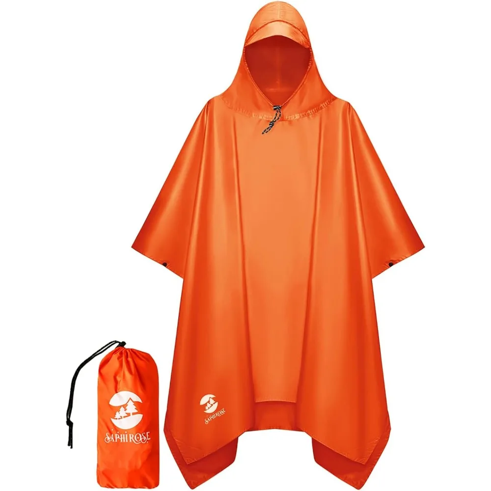SaphiRose Hooded Rain Poncho Waterproof Raincoat Jacket for Men Women Adults