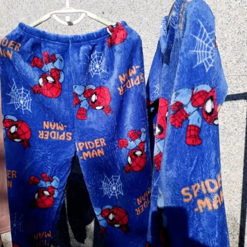 Marvel Spiderman Winter Flannel Pajamas Sets Boys Sleepwear Clothes Girls Clothing Toddler Plush Suit Casual Kids Homewear